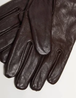 River Island Woven Leather Gloves In Dark Brown
