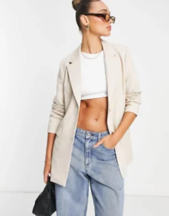 Selected Femme Tailored Twill Suit Blazer And Trousers In Cream