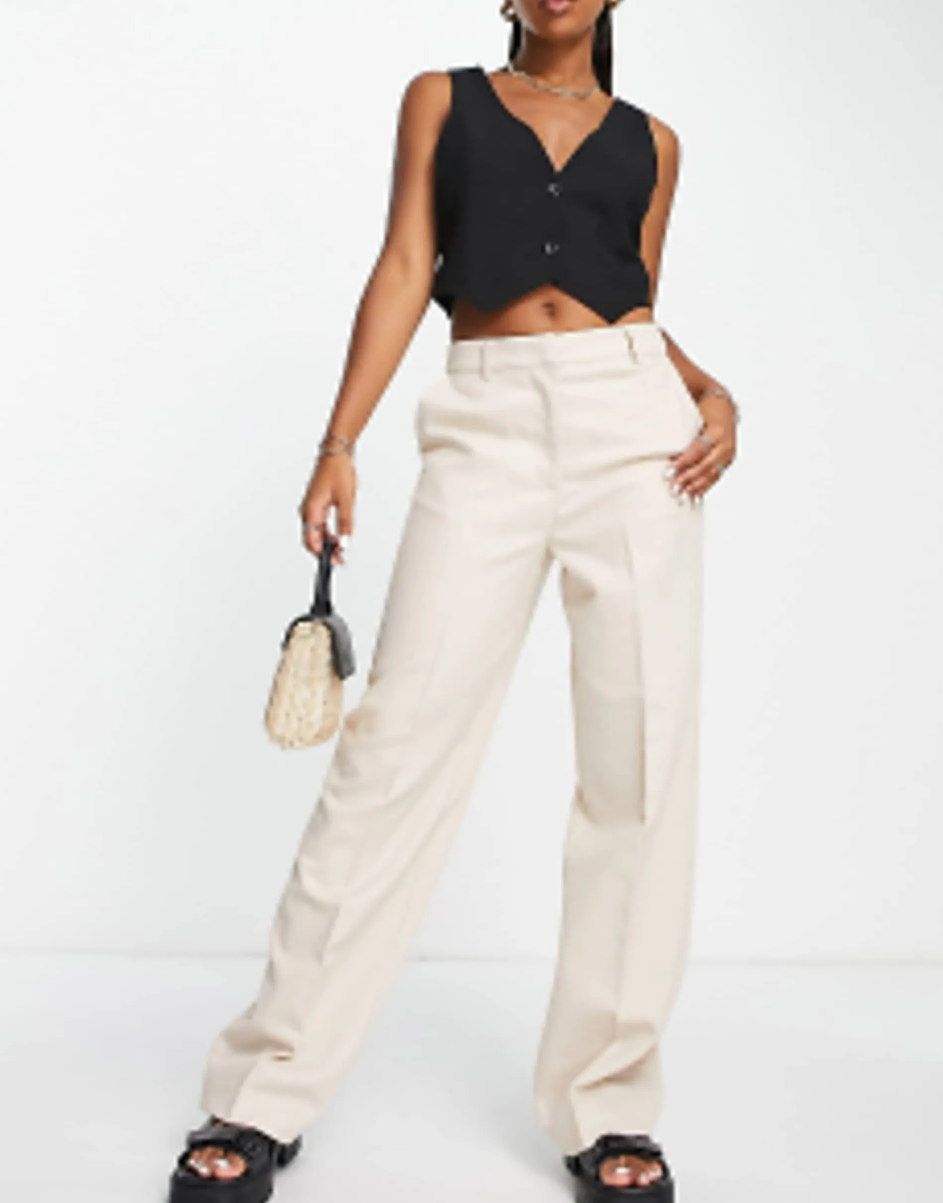 Selected Femme Tailored Twill Suit Blazer And Trousers In Cream