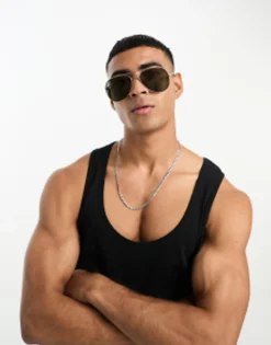 Selected Homme Aviator Sunglasses In Gold
