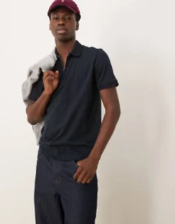 Selected Homme Half Zip Polo In Navy