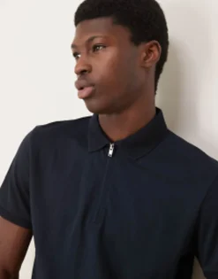 Selected Homme Half Zip Polo In Navy