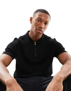 Selected Homme Knitted Half Zip Polo In