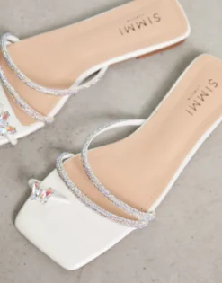Simmi London Aliana Flat Sandals With Embellished Straps In