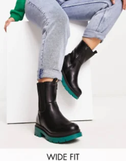 Simply Be Wide Fit Chunky Flat Chelsea Boot With Contrast Sole