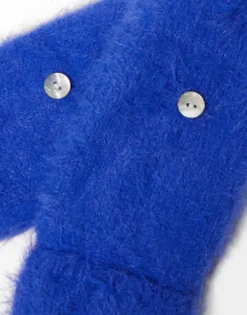 Skinnydip Fluffy Mittens In Cobalt