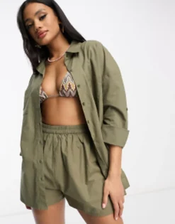 South Beach Beach Co-Ord In Khaki