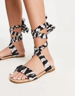 South Beach Fabric Tie Around Sandal In