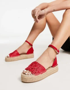 South Beach Woven Flatform Espadrille Sandal In