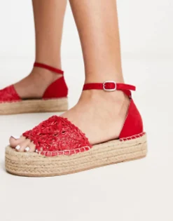 South Beach Woven Flatform Espadrille Sandal In