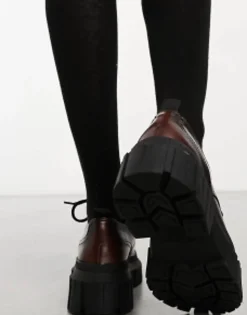 Stradivarius Chunky Lace Up Loafer In Washed