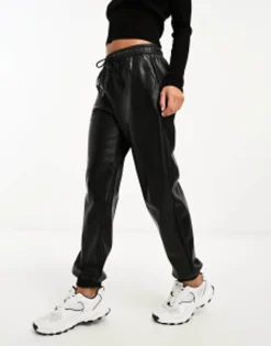 Stradivarius Faux Leather Jogger In