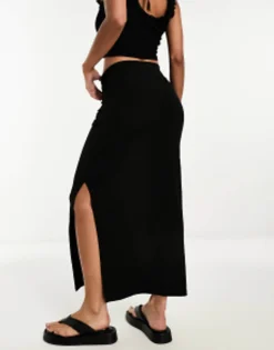 Stradivarius Jersey Maxi Skirt With Side Split In