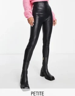 Stradivarius Petite Faux Leather Skinny Trouser In