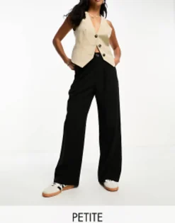 Stradivarius Petite Tailored Wide Leg Trouser In