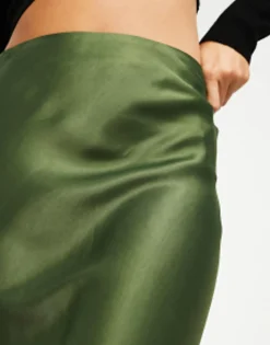 Stradivarius Satin Midi Slip Skirt In