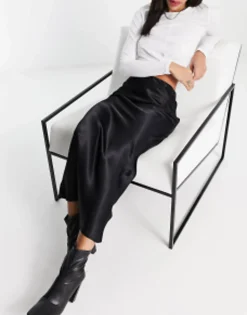 Stradivarius Satin Midi Slip Skirt In