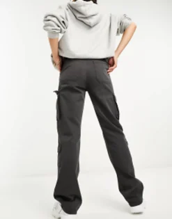 Stradivarius Straight Leg Cargo Trouser With Adjustable Waist In