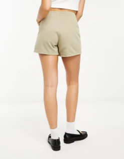 Stradivarius Twill Wrap Skort In Soft Khaki
