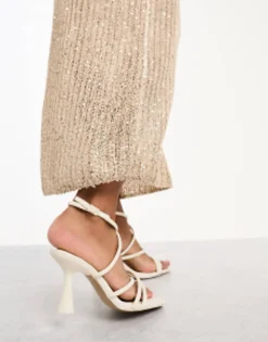 Stradivarius Wide Fit Strappy Heeled Sandal With Squared Toe In
