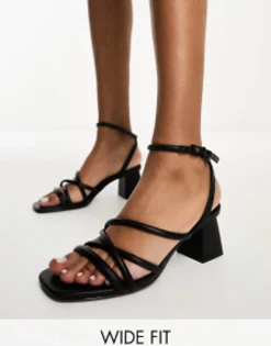 Stradivarius Wide Fit Strappy Block Heel Sandal In