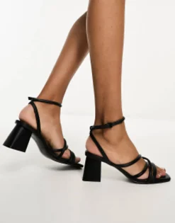 Stradivarius Wide Fit Strappy Block Heel Sandal In