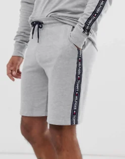 Tommy Hilfiger Authentic Lounge Shorts Side Logo Taping In Grey Marl