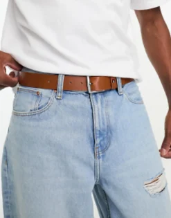 Tommy Hilfiger Tan Flag Logo Belt In Tan