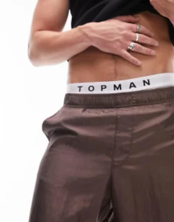 Topman Extreme Baggy Nylon Trousers In