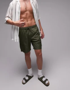 Topman Skinny Cargo Swim Shorts In
