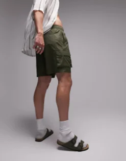 Topman Skinny Cargo Swim Shorts In
