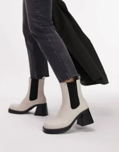 Topshop Bay Square Toe Heeled Chelsea Boot In