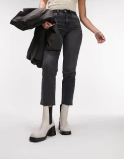 Topshop Bay Square Toe Heeled Chelsea Boot In