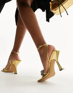 Topshop Casey Embellished Two Part Heeled Sandal In