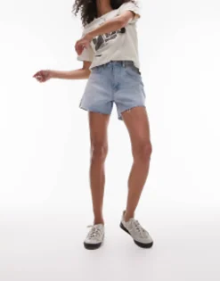 Topshop Denim A Line Mom Short In