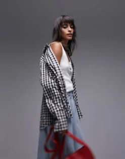 Topshop Gingham Shirt In