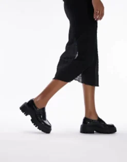 Topshop Lottie Chunky Loafer In Croc