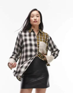Topshop Mix And Match Check Shirt In