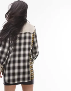 Topshop Mix And Match Check Shirt In