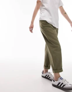 Topshop Petite Button Tab Peg Trouser In