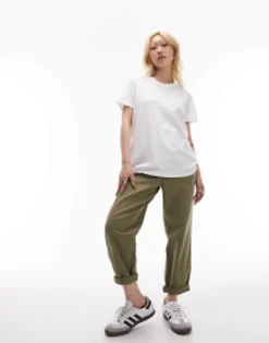 Topshop Petite Button Tab Peg Trouser In