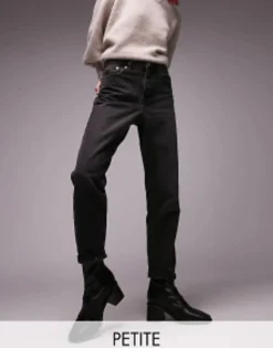 Topshop Petite Mom Jean In Washed
