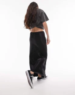 Topshop Satin Bias Midi Skirt In