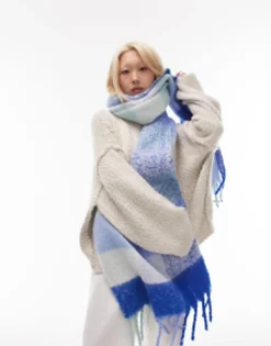 Topshop Scarlett Blanket Check Scarf In