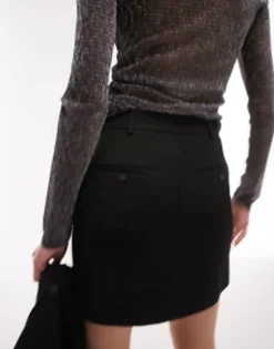 Topshop Tailored Side Split Mini Skirt In