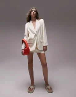 Topshop Tailored Skirt And Blazer Co-Ord In Ivory