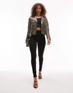 Topshop Tall Full Length Heavy Weight Legging With Deep Waistband In