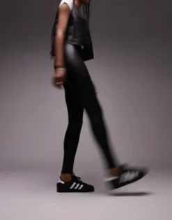 Topshop Tall Leather Look Legging In