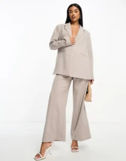 Vero Moda Aware Oversized Pinstripe Blazerand Wide Leg Trouser Co-Ord In Stone