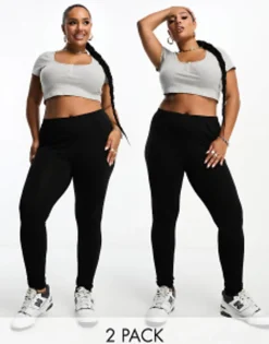 Vero Moda Curve 2 Pack Leggings In